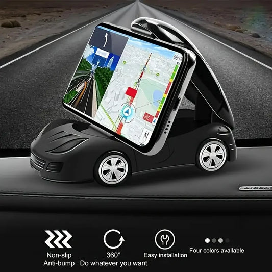 Foldable Car Model Phone Stand – 360° Rotating Dashboard Holder