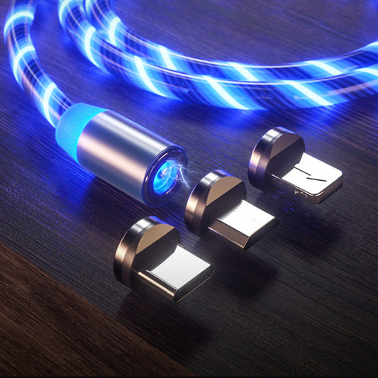 Fast Charging Magnetic USB Cable – LED Light Type-C, Micro USB & iPhone Charger