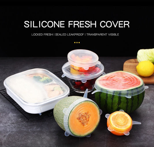 6-Piece Universal Silicone Stretch Lids – Reusable & Microwave-Safe Food Covers