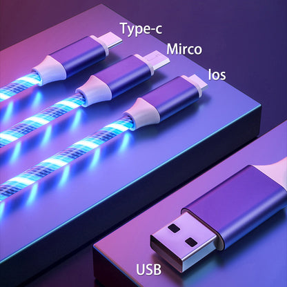 3-in-1 66W Fast Charging Cable – Luminous Data Cable for Android, iOS & Type-C