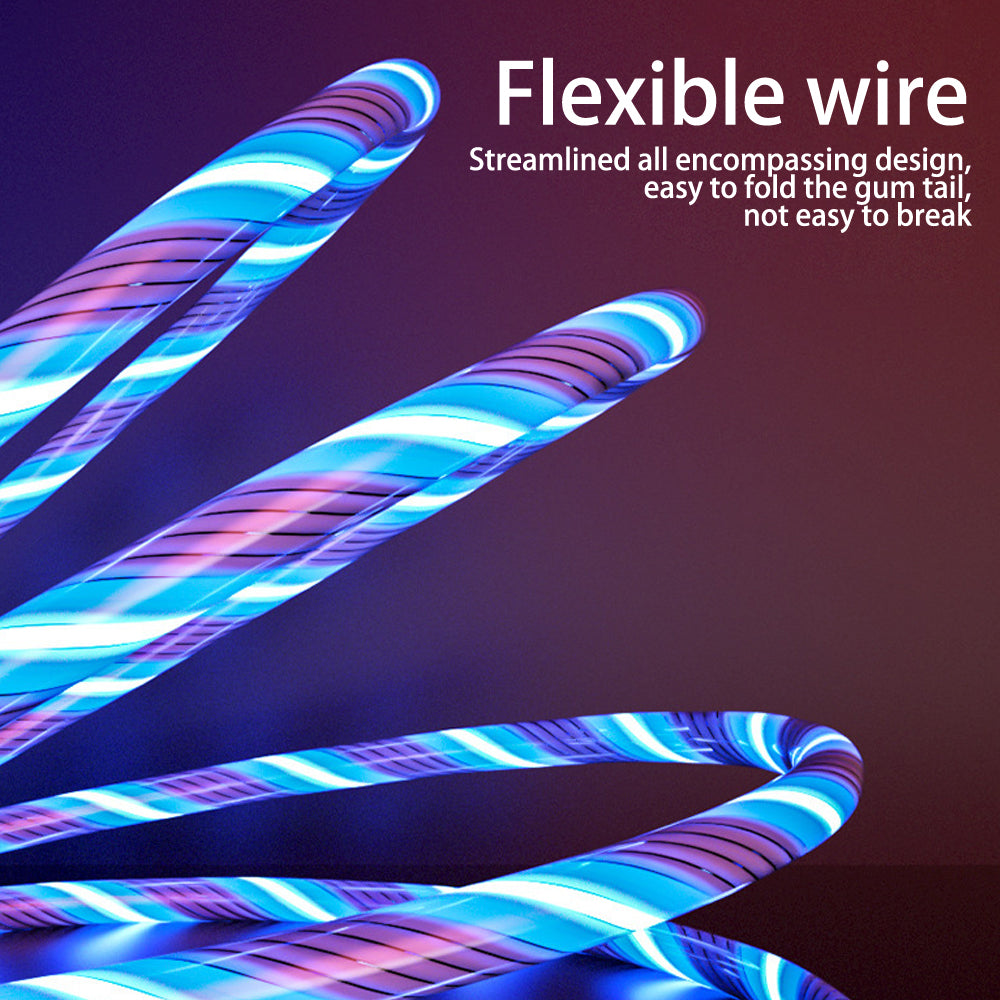 3-in-1 66W Fast Charging Cable – Luminous Data Cable for Android, iOS & Type-C