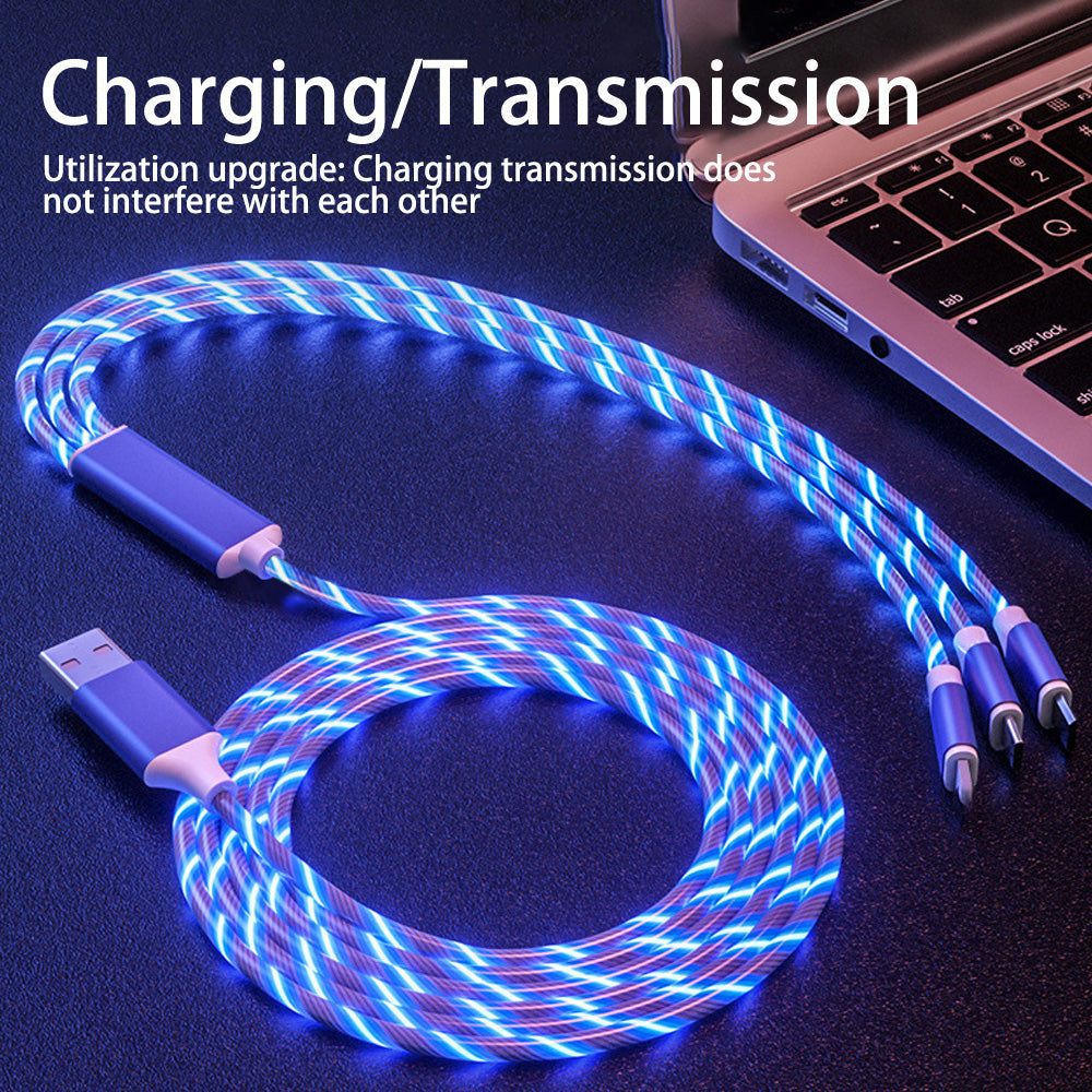 3-in-1 66W Fast Charging Cable – Luminous Data Cable for Android, iOS & Type-C