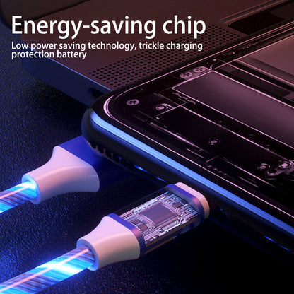 3-in-1 66W Fast Charging Cable – Luminous Data Cable for Android, iOS & Type-C