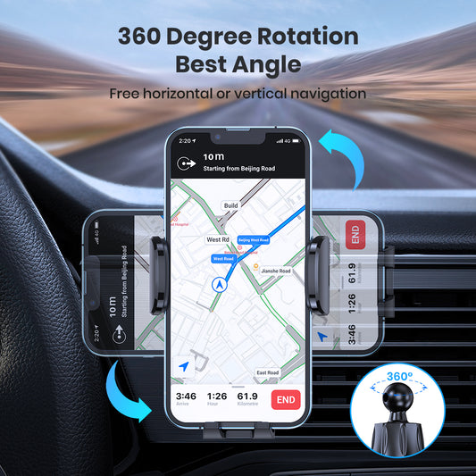 TOPK Universal Gravity Car Phone Holder – Air Vent Clip Mount for All Phones